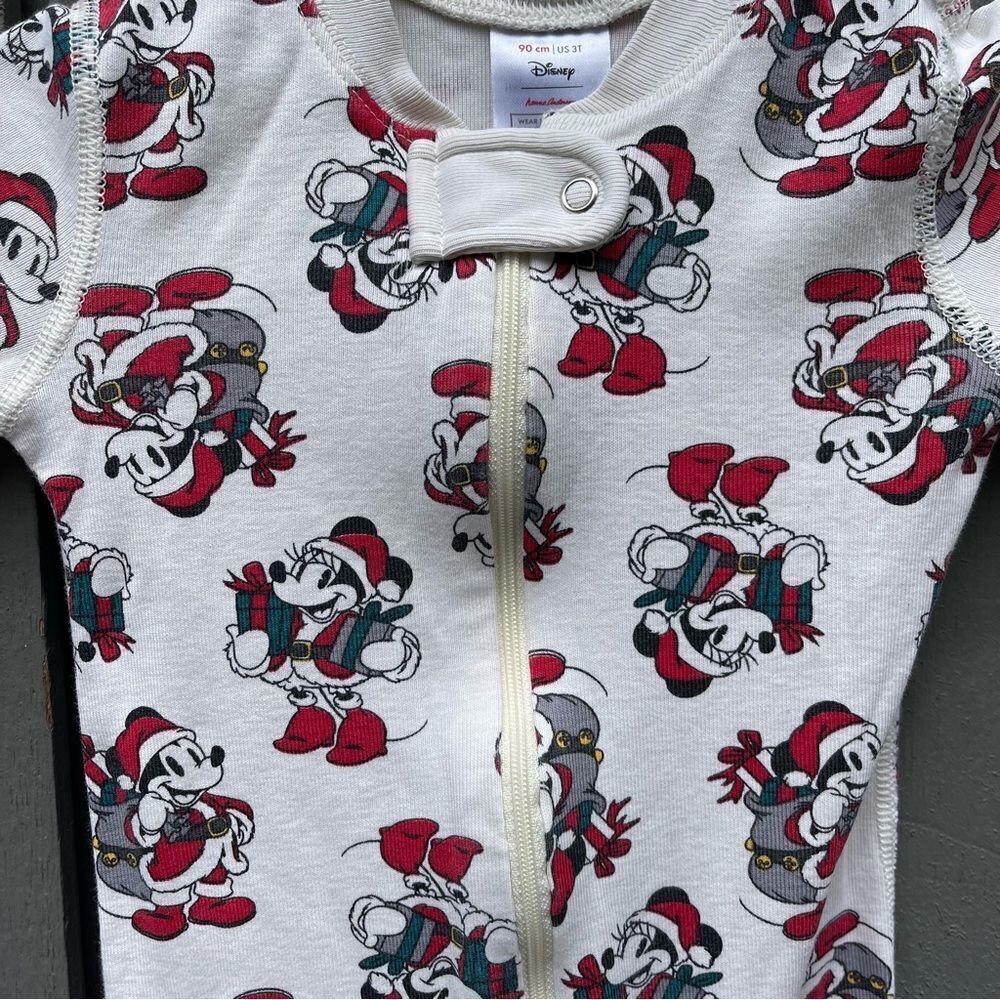 Hanna Andersson x Disney Mickey Mouse Christmas Santa Print One Piece Pajama 3T - Picture 2 of 8